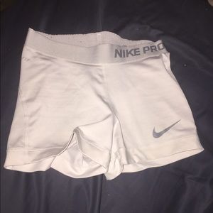 White Spandex Dri-Fit Nike Pro Shorts